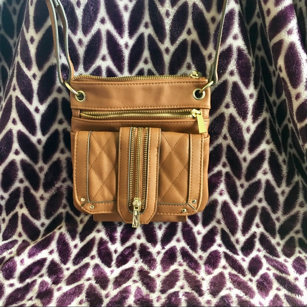 Brown & Gold Crossbody Handbag